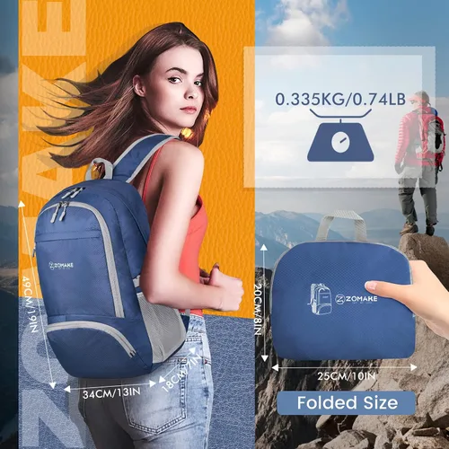 Miniatura 2 de Zomake - Mochila ligera de 30 l, resistente al agua, para senderismo, viajes, plegable, para camping y al aire libre