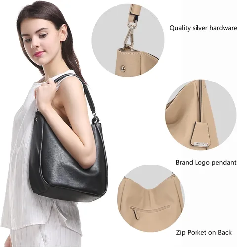 Miniatura 5 de DAVIDJONES - Bolso tipo Hobo de piel sintética suave para mujer, bolso cruzado mediano, bolso de hombro con asa superior, Bolso Hobo clásico simple