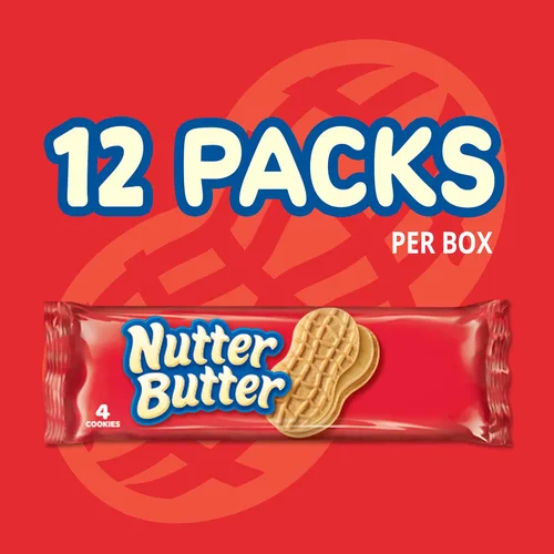 Miniatura 4 de Nutter Butter Galletas sándwich de mantequilla de maní, 12 paquetes de bocadillos (4 galletas por paquete)