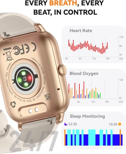 Miniatura 4 de Reloj inteligente para hombres y mujeres, pantalla HD de 1.85 pulgadas, rastreador de fitness Bluetooth, contador de pasos/monitor de sueño, más