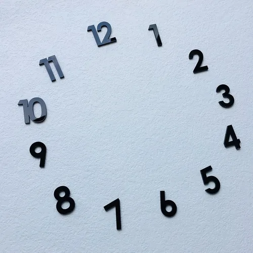 Miniatura 5 de 12 piezas de números acrílicos con espejo árabe para un reloj de pared (negro)