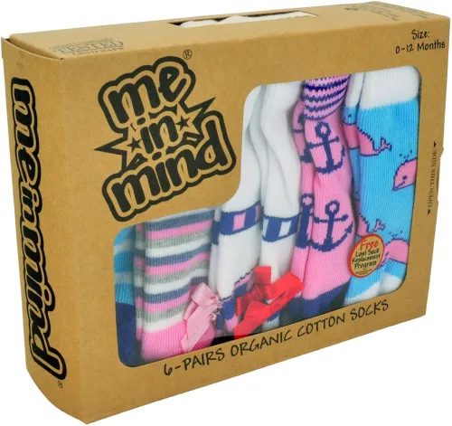Miniatura 3 de Cute Girl - Juego de 6 pares de calcetines para bebé, diseño náutico, preppy orgánico, recién nacido