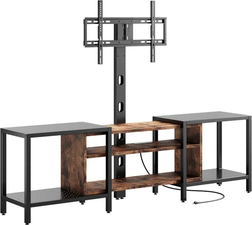 Miniatura 10 de IRONCK Soporte de TV de 79 pulgadas para televisores de hasta 85 pulgadas con soporte y toma de corriente, consola de TV de 3 niveles con estantes