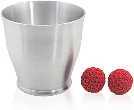 Miniatura 2 de MOMOMAGE Taza de aluminio de lujo para picar, boca ancha (plata, con magnético) Trucos de magia de cerca que aparecen la taza y la bola