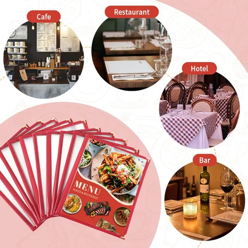 Miniatura 5 de Fundas transparentes para menú de restaurante, soportes tamaño carta, 3 páginas, 6 vistas, cubiertas transparentes para menú de recetas para cocina
