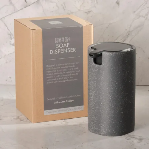Miniatura 6 de LINE+ARC Moderno Dispensador de Jabón Fácil de Presionar (Ártico). Lindo Dispensador de Loción Líquida para Baño, Cocina y Fregadero en Mármol Azul