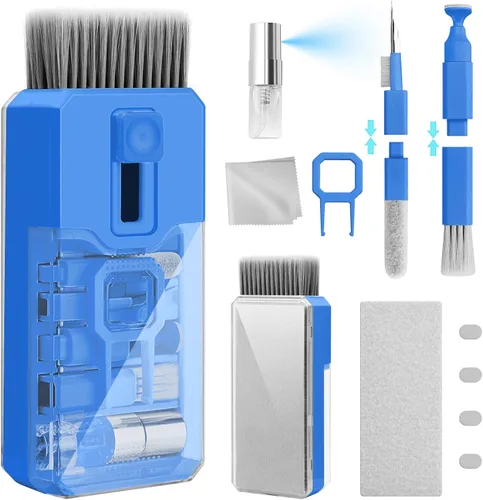 Miniatura 9 de Ordilend Kit de limpieza de teclado, limpiador de laptop, kit de limpieza de cámara de computadora todo en uno, herramienta de cepillo, limpiador