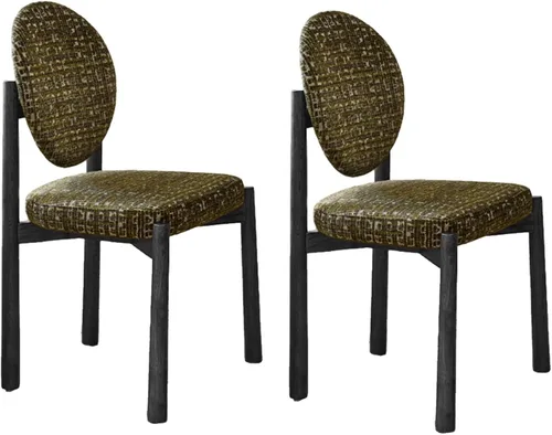 Miniatura 26 de Upholstered Dining Chairs with Fabric/Plush Cushion, Wooden Dining Room Chair Set of 1/2/4, Kitchen Chair for Living Room Balcony Black+brown