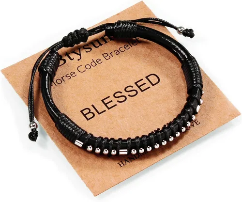 Miniatura 42 de Regalos inspiradores para hombres, pulseras con código morse, pulseras para hombre, regalos de graduación para él, Día del Padre, pulsera de cuero