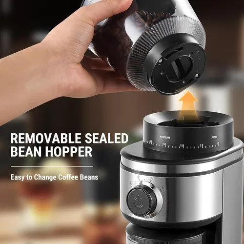 Miniatura 2 de AYCHIRO Molinillo de Café Eléctrico, Molinillo de Muelas Cónicas con 30 Ajustes de Molienda para 2-12 Tazas, Molinillo de Muelas Ajustable para Uso