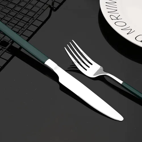 Miniatura 4 de JASHII Juego de cubiertos de 20 piezas, acero inoxidable 18/10, servicio para 4, utensilios de comida, tenedores, cucharas y cuchillos, borde