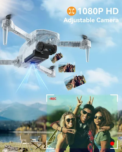 Miniatura 2 de Dron T29 con cámara para niños, mini drones plegables para principiantes o adultos, cuadricóptero RC HD 1080P, con 2 baterías y estuche