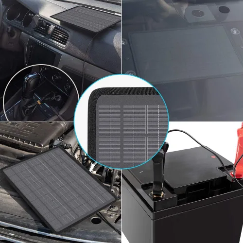Miniatura 5 de Renogy Cargador solar de 10 W con enchufe de encendedor, pinzas lagarto, cables de batería para automóvil, barco, motocicletas, camiones