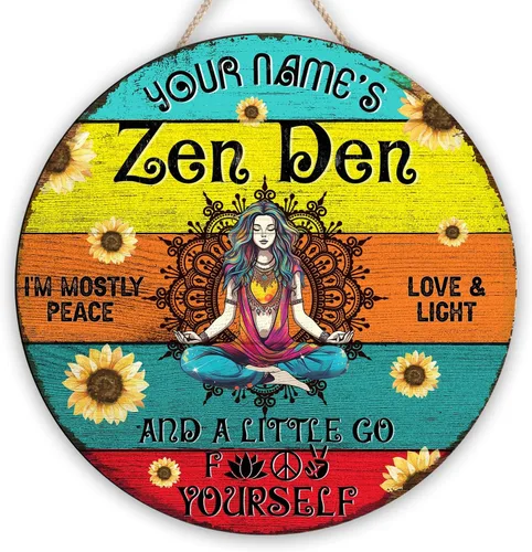Miniatura 12 de Artsy Woodsy Placa de pared de madera personalizada para estudio de yoga, Zen Den, sala de meditación, espacio de atención plena, letrero Namaste, 01