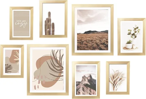 Miniatura 11 de ArtbyHannah Juego de marcos de pared para galería, marcos de fotos color beige, collage de decoración de pared con arte neutro para sala de estar