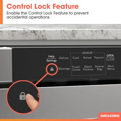 Miniatura 5 de Sharp SMD2420MS - Horno de microondas integrado con cajón de 24 pulgadas, 1.2 pies cúbicos, acero inoxidable, panel de control táctil, tecnología