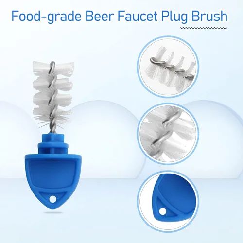 Miniatura 3 de 30 tapas y cepillo para grifo de cerveza, 25 cepillos de tapa/5 tapones de borrador de goma, tapas de grifo de cerveza para limpieza (azul)