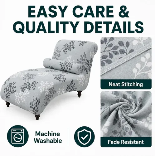 Miniatura 6 de Funda Impresa para Chaise Lounge sin Brazos Interior Funda Elástica para Silla para Sala de Estar Dormitorio Funda Elástica sin Brazos para Chaise