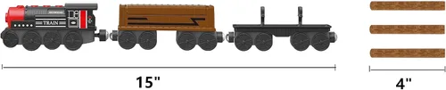 Miniatura 6 de Tren motorizado para pista de madera, juego de 3 piezas de tren de juguete para niños y niñas de 3, 4, 5+ años, tren con batería compatible
