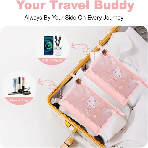 Miniatura 7 de AmBealla Bolsa de cosméticos grande para maquillaje con soporte para cepillos, organizador de maquillaje impermeable con gancho para colgar, bolsa