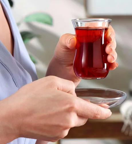 Miniatura 2 de Tazas y platillos turcos, 12 piezas, auténticos vasos de té turco de cintura delgada, juego de té tradicional perfecto para fiesta de té árabe