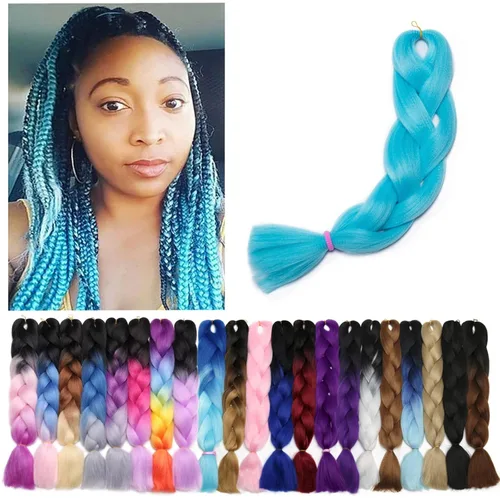 Miniatura 156 de Benehair Extensiones de cabello trenzado ombré de 24 pulgadas, 1 paquete de extensiones de cabello trenzado jumbo de alta temperatura, cabello