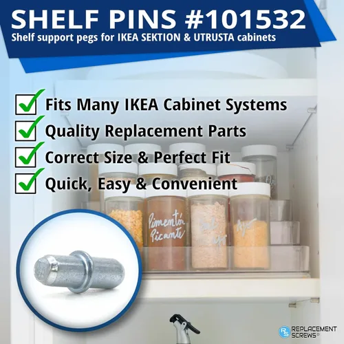 Miniatura 2 de ReplacementScrews Pines/clavijas de soporte para estantes compatibles con IKEA Part 101532 (paquete de 10)