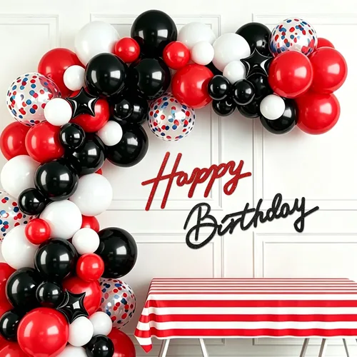 Miniatura 35 de TONIFUL Cartel de feliz cumpleaños para telón de fondo, pancarta de fieltro negro, incluye pegamento de puntos, perfecto para telón de fondo