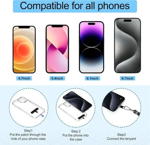 Miniatura 5 de Takyu Cordon para teléfono celular, cordon cruzado para teléfono con correa de cuello ajustable y paquete de 2 correas de muñeca para teléfono