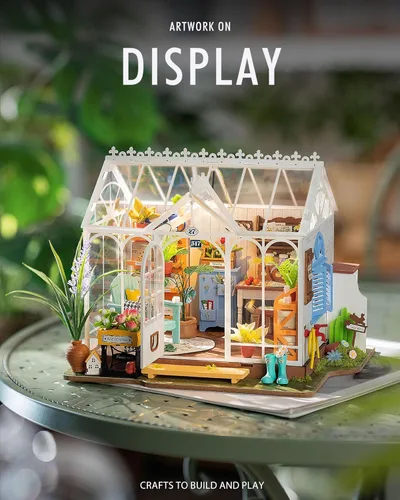 Miniatura 3 de Rolife - Kit de bricolaje de casa de muñecas en miniatura, conjunto de construcción de diorama de invernadero de 24.4 cm con habitación LED