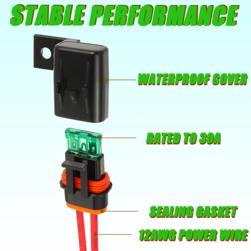 Miniatura 3 de Portafusibles en línea impermeable calibre 12 AWG, arnés de cableado ATC/ATO 30 AMP, portafusibles de hoja para vehículo, marina, sistema
