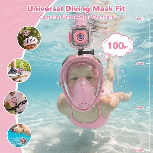 Miniatura 2 de PROGRACE Cámara impermeable para niños - Cumpleaños para niñas de 3 a 12 años, cámara de video HD 1080P submarina para niños, juguetes para piscina