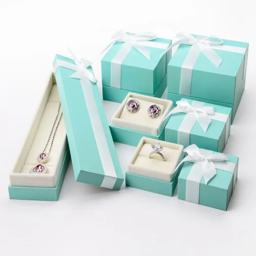 Miniatura 7 de Oirlv Collar pulsera colgante caja de regalo con lazo blanco puro, caja de regalo de joyería para cumpleaños, aniversario, compromiso, propuesta