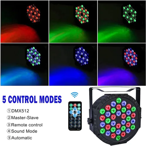Miniatura 2 de Luces de escenario 36 LED Luces Par RGB Iluminación de escenario Luces ascendentes 7 modos Luz DJ Activación de sonido Control con control remoto