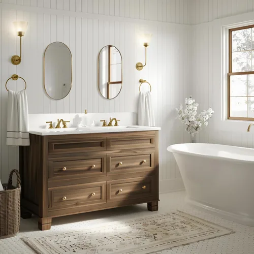 Miniatura 7 de ANDY STAR Espejo ovalado de baño, espejo ovalado dorado de 20 x 33 pulgadas, espejo de marco de metal de acero inoxidable para baño, entrada, sala