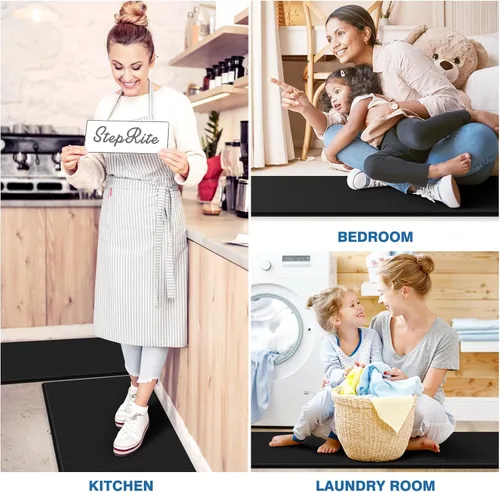 Miniatura 6 de StepRite Tapetes de cocina, 2 tapetes acolchados, antifatiga, para piso, de escritorio, antideslizante, impermeables, oficina, alfombras de 17.3 x