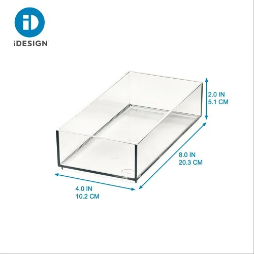 Miniatura 7 de Organizador Clarity de InterDesign para tocador, adecuado para cosméticos y productos de belleza, 8 x 12 x 2 pulgadas, transparente, Transparente, M