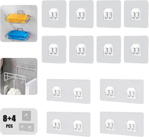 Gancho adhesivo de esquina para ducha, soporte multiusos de hierro; soporte de cesta de baño; adhesivo de pared, colgador de estante de
