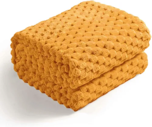 Miniatura 11 de Excervent - Manta de franela de lana de 50 x 70 pulgadas, mantas decorativas hexagonales de jacquard peludas para el hogar, camping y viajes, súper