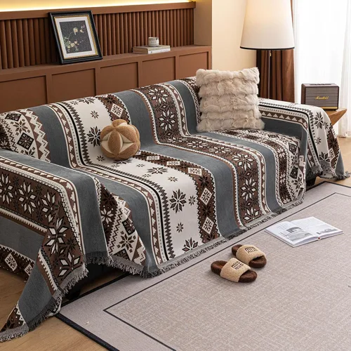 Miniatura 21 de ROOMLIFE Manta Funda Azteca Bohemia para Sofá, Decoración del Hogar Estilo Granja, Fundas de Sofá para Loveseat, Sofás de 2/3 Cojines, Apta