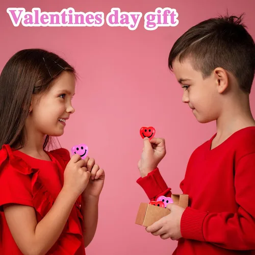 Miniatura 6 de 30 bolas de estrés con forma de corazón, mini bola sonriente de 1.5 pulgadas para aliviar el estrés en forma de corazón para juguetes de San