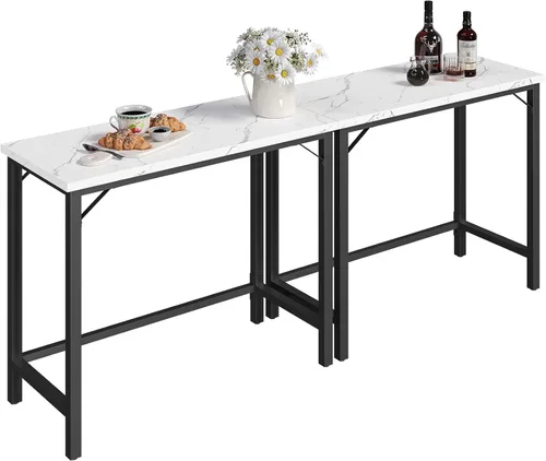 Miniatura 8 de MAHANCRIS Mesa de Bar Estrecha, Mesa de Pub de 160 cm para Sala de Estar, Mesas de Bar con Estructura de Metal Resistente, Mesa de Bar Conectable