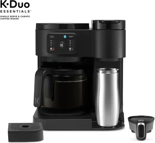 Miniatura 8 de K-Duo Essentials - Cafetera caliente y helada de una sola porción con jarra, sistema de preparación doble para cápsulas y café molido, jarra de Negro