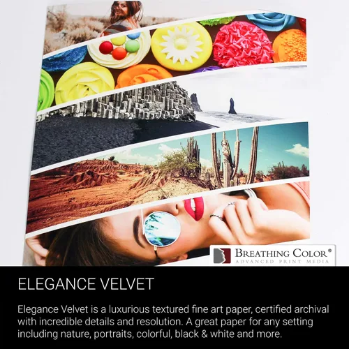 Miniatura 6 de Elegance Velvet - El rollo de 36 pulgadas x 40 pies es un papel de inyección de tinta de alta calidad mate de 310 gsm, blanco brillante prensado