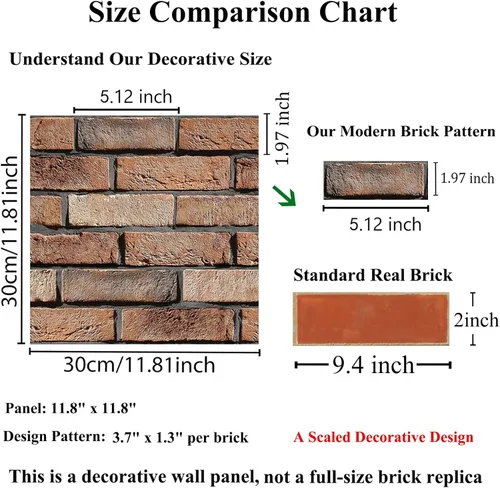Miniatura 2 de Paneles de pared 3D para despegar y pegar, paquete de 10 paneles de PVC texturizados de ladrillo, azulejos de pared autoadhesivos impermeables