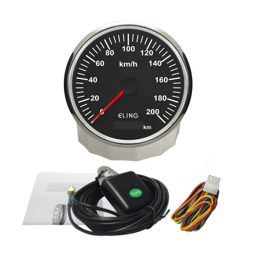 Miniatura 5 de ELING 4.331 in GPS Velocímetro Odómetro Medidor Set 0.0-124.3 mi/h para Camión Auto Remolque Coche Yate con Retroiluminación 12V 24V Negro y acero