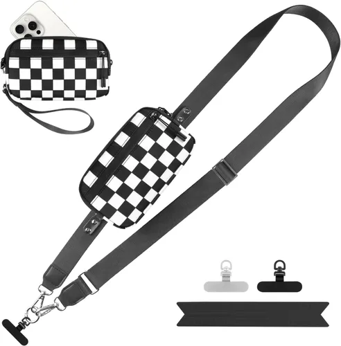 Miniatura 44 de YFWE Correa de clip and go para teléfono con cartera cruzada, cordón ajustable para teléfono con cartera RFID desmontable, correa universal