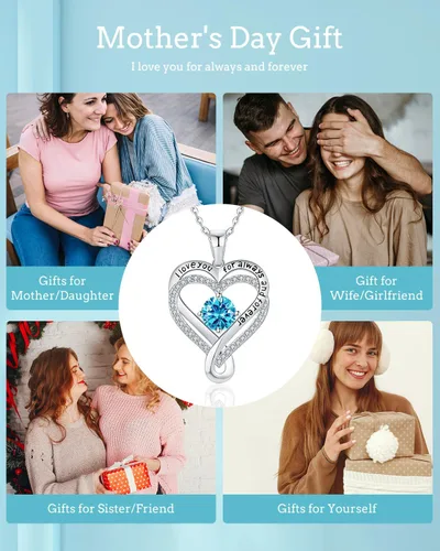 Miniatura 6 de Jewelry for Women Wife Infinity Heart Birthstone I Love You Necklace S925 Anniversary Women Necklaces for Her Wife Birthday Gift Ideas, Birthday