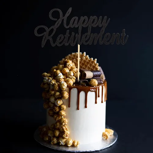 Miniatura 7 de Happy Retirement Cake Topper Retirado Cake Pick Jubilado Tema de Jubilación Fiesta de Cumpleaños Decoraciones Suministros - Negro Glitter
