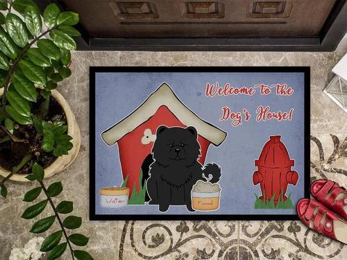 Miniatura 3 de Caroline's Treasures BB2897MAT Dog House Collection Chow Chow - Tapete negro para puerta delantera, 18 x 27 pulgadas, para interiores y exteriores